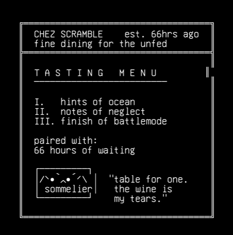 frame-1-the-menu-arrives, drawn on the grid.