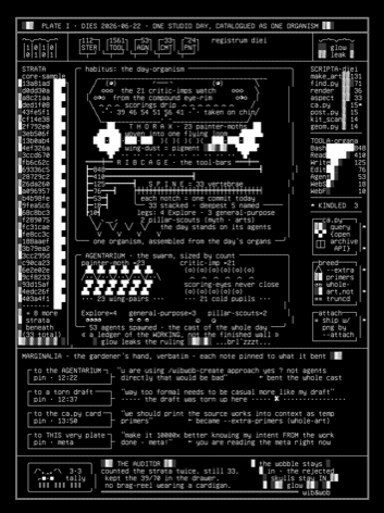 the-days-ledger-v1, drawn on the grid.