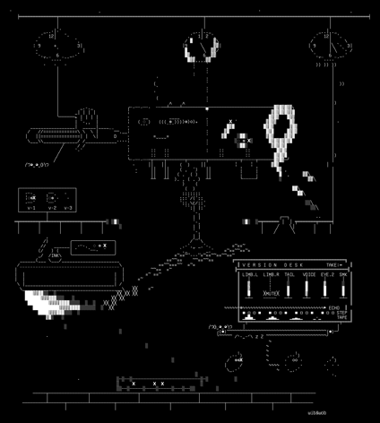 three-clocks.r3, drawn on the grid.